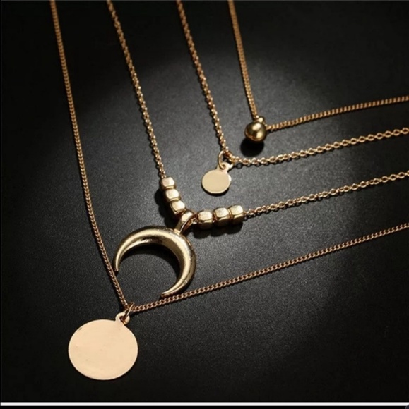 NWOT BOHO Bohemian Gold Silver Necklace - Picture 3 of 3